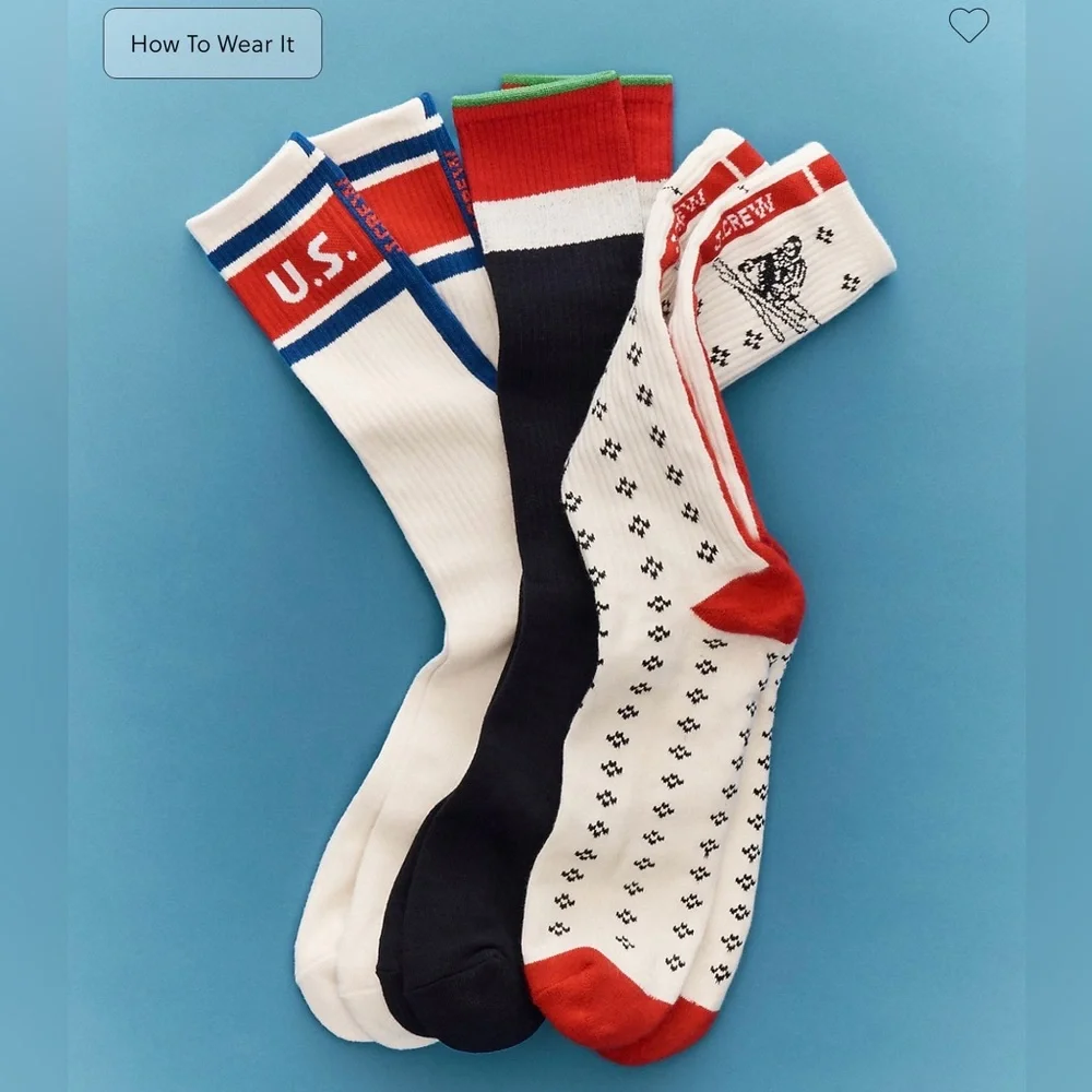 J CREW SIZE S/M U.S. Ski & Snowboard by J.Crew cotton socks three-pack $48‎